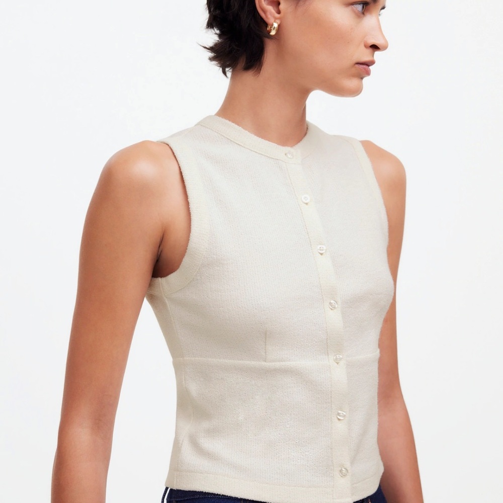 Madewell Cream Button-Front Tank Top